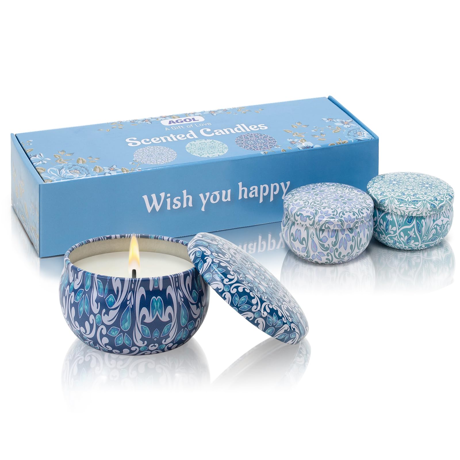 3 Pack Scented Candles Gift, 2.5 oz Aromatherapy Candles for Home Scented, Natural Soy Candles Stress Relief Gift for Women, Portable Small Jar Candles Set Gifts for Mother's Day, Birthday