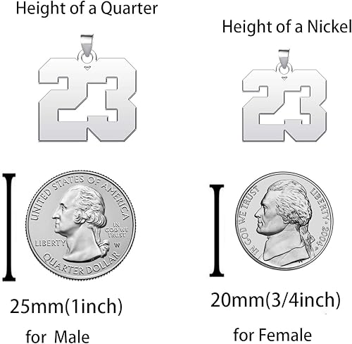 Miniatura 6 de Collar con números de la suerte, de acero inoxidable, regalo para fanáticos de los deportes, 0.079 in de ancho, cadena cubana de 0.8 pulgadas