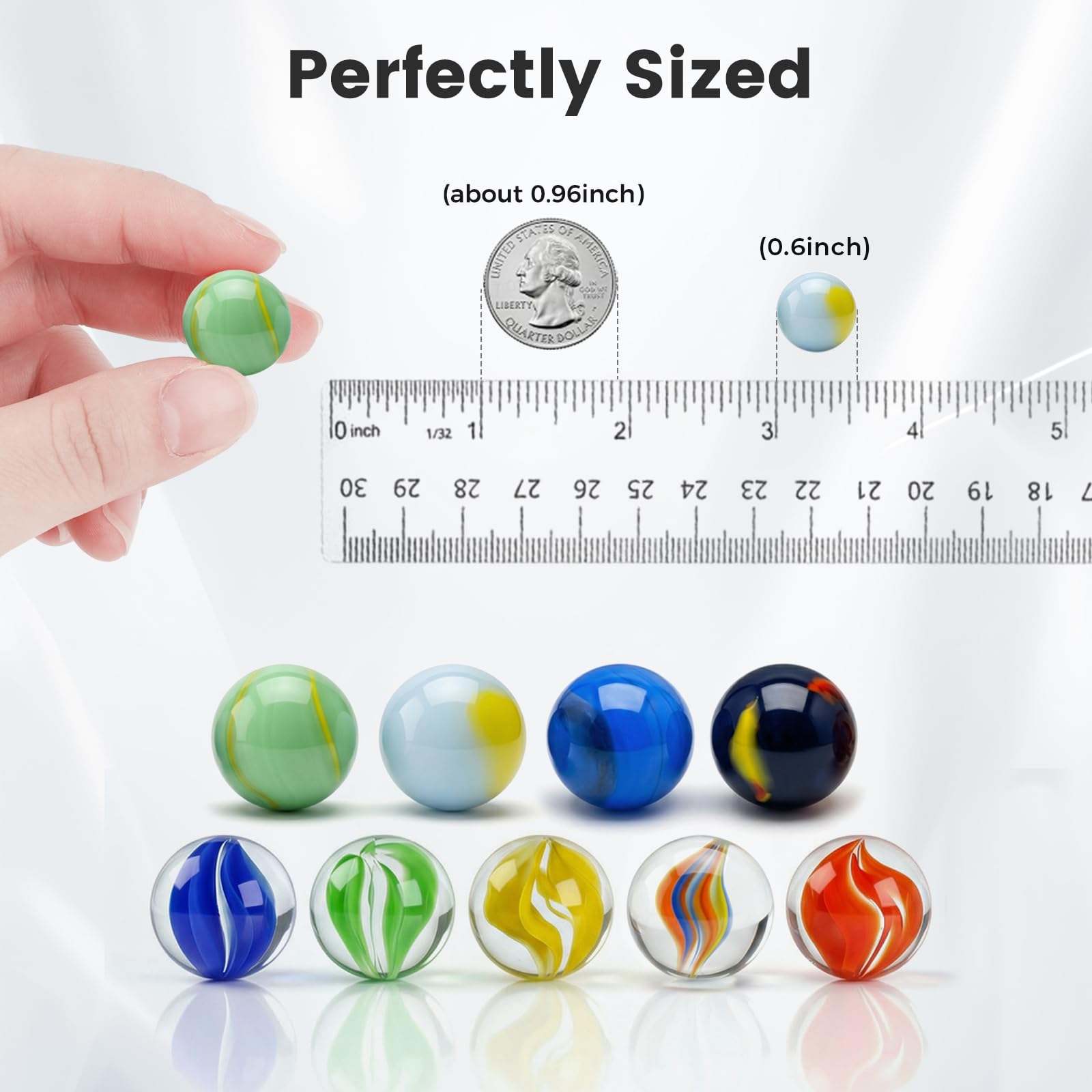 POPLAY Colorful Glass Marbles, 0.6 Inch Marbles Bulk — Amazon image 3