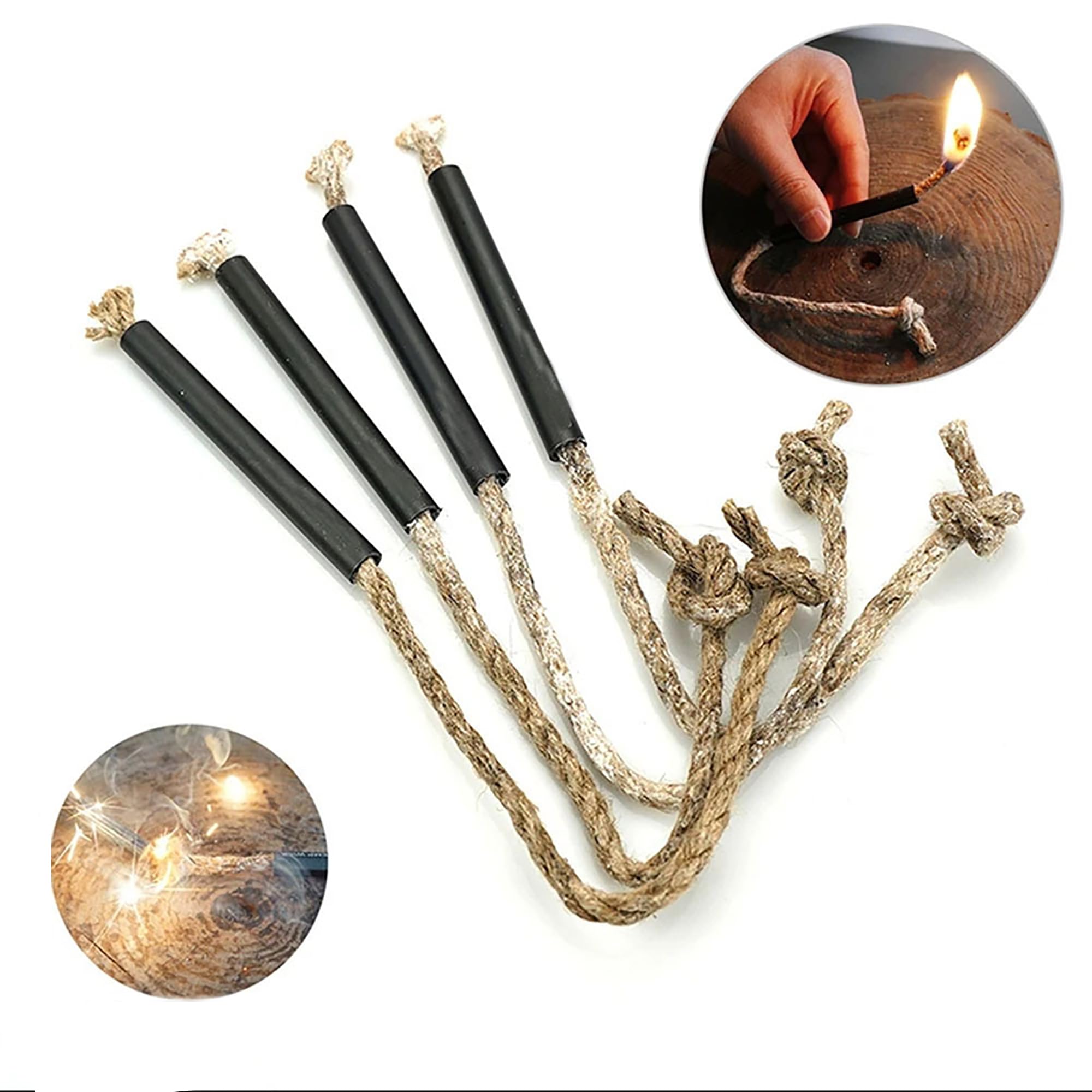 Juego de 4 Fat Rope – Yesca de Supervivencia para Acero – Resistente al Agua – Fácilmente Inflamable