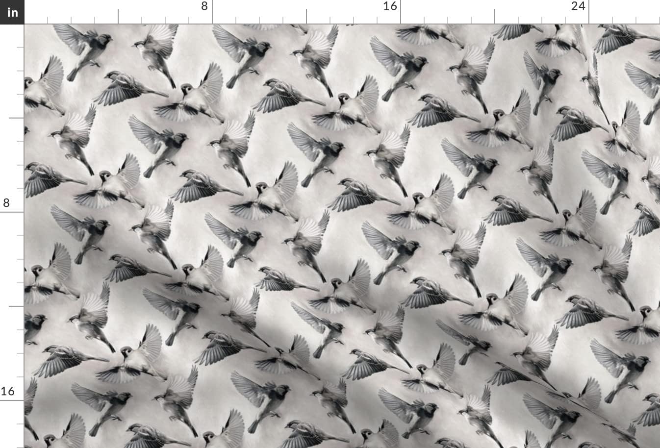Spoonflower Fabric - Sparrow Flight Monochrome Small Birds Painted Flying Black White Printed on Minky Fabric by The Yard - Sewing Baby Blankets Quilt Backing Plush