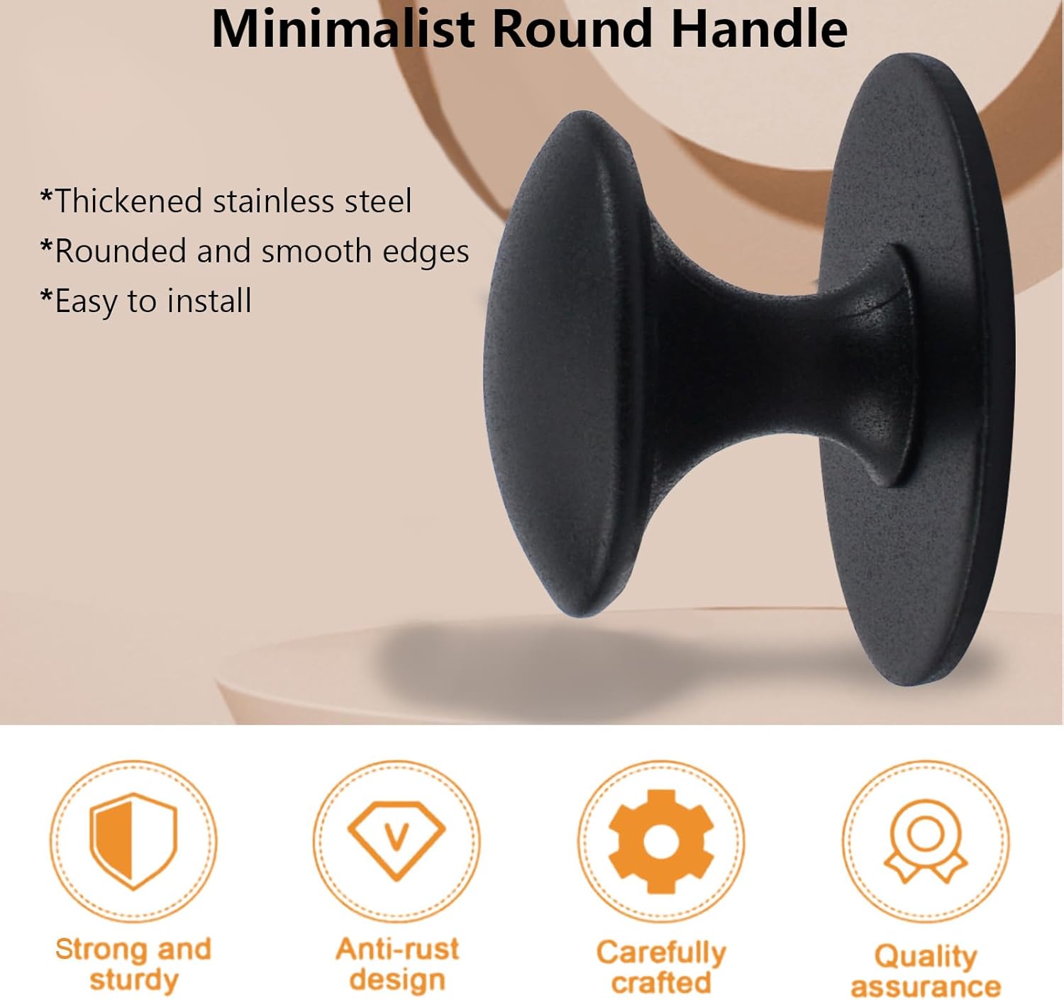 MOROBOR Adhesive Cabinet Knobs, 40pcs Self-Stick Instant Kitchen Cabinet Knobs Drawer Pulls Stainless Steel Drawer Knobs for Windows Wardrobes Cabinets Drawers (Matte Black)