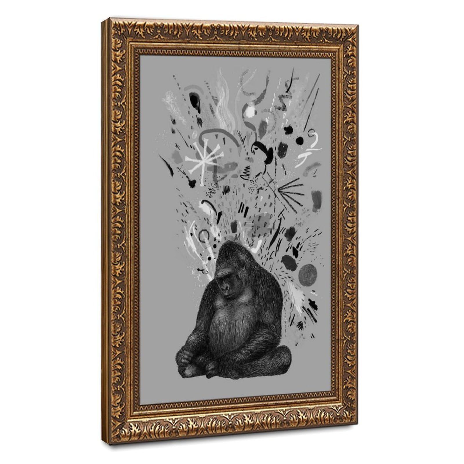 Bareronor Moody Gorilla Poster Canvas Poster Bedroom Decor Landscape Office Room Decor Gift 20" L X 30" W