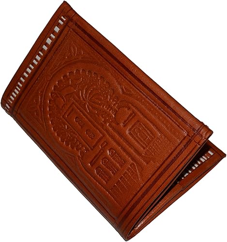 Cartera de piel hecha a mano marroquí con pliegue grande vintage exquisito práctico naranja