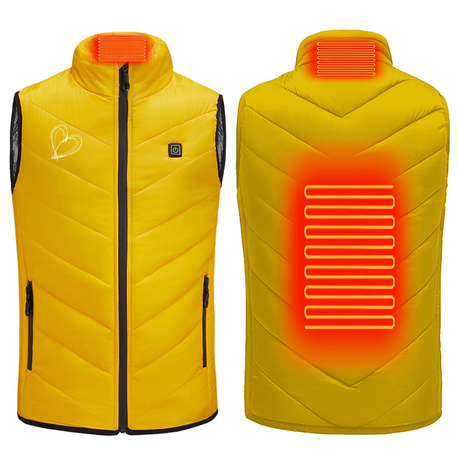 Générique Gilet Chauffant Pour Enfants Garçons Filles Vêtements Chauffants Imprimé Amour Mode Manteau Hiver 2 Zone Usb Intelligent Thermostatique Électrique Veste Chauffante Doudoune Enfants