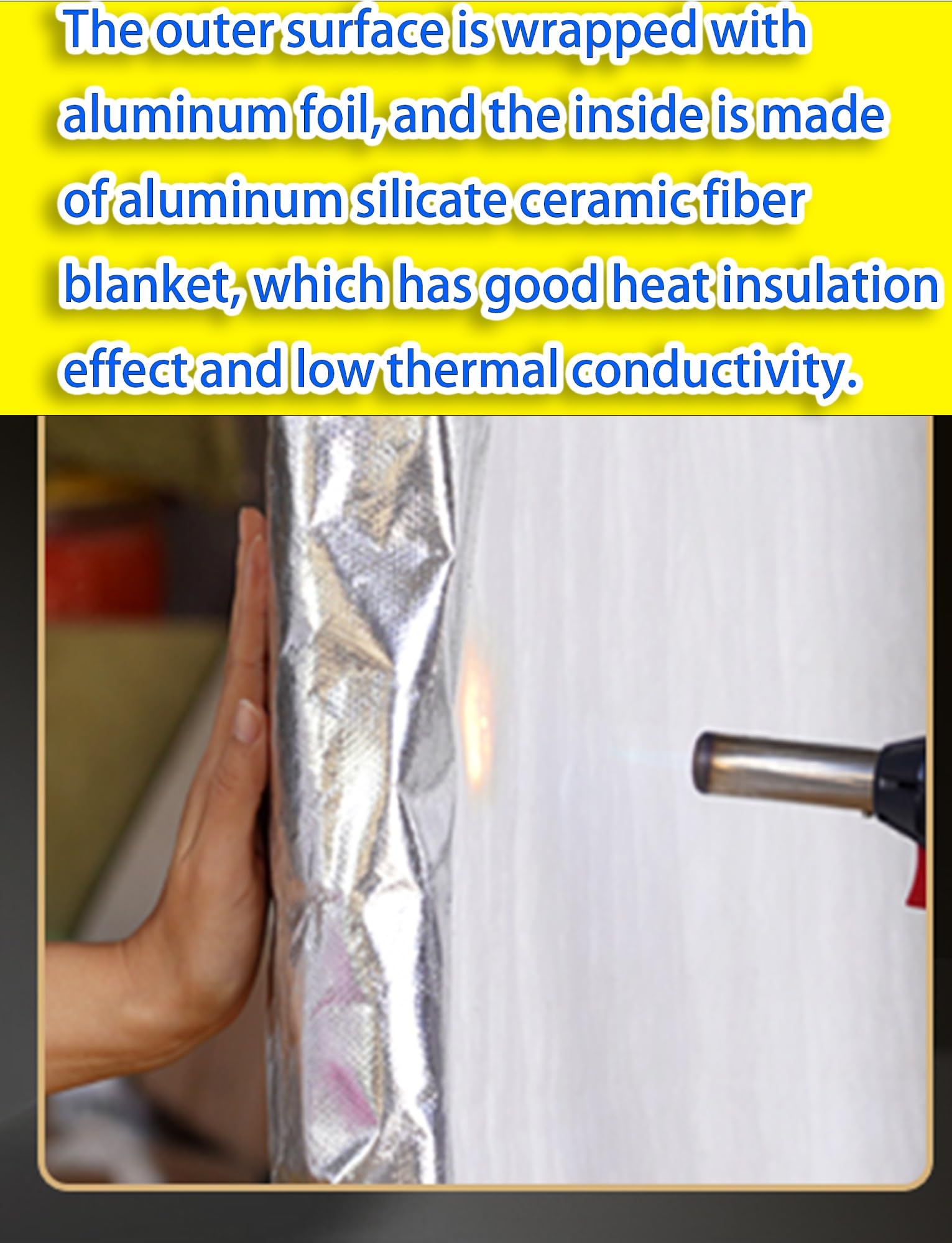 Manta aislante de fibra cerámica de 24 x 39,4" - Envoltura ignífuga flexible de 2400 °F con lámina de aluminio, for conductos de humo/incendio, HVAC, hornos y calderas.(50mm/2in)
