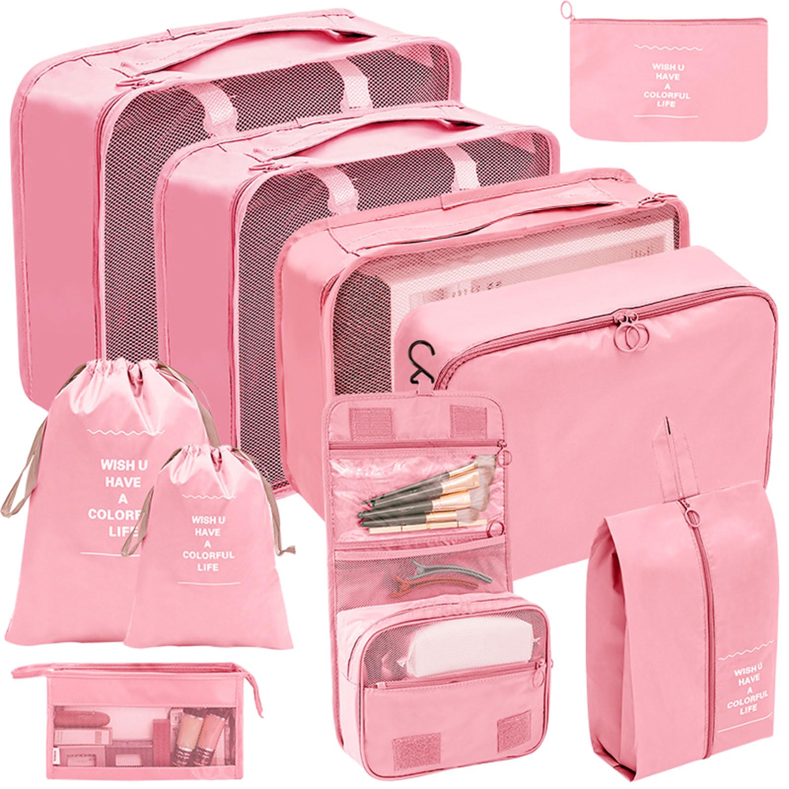 Tsophreniq Packing Cubes for Suitcases 10Pcs Luggage Organizers Bags for Travel Waterproof Cube Storage for Suitcases Cube Storage