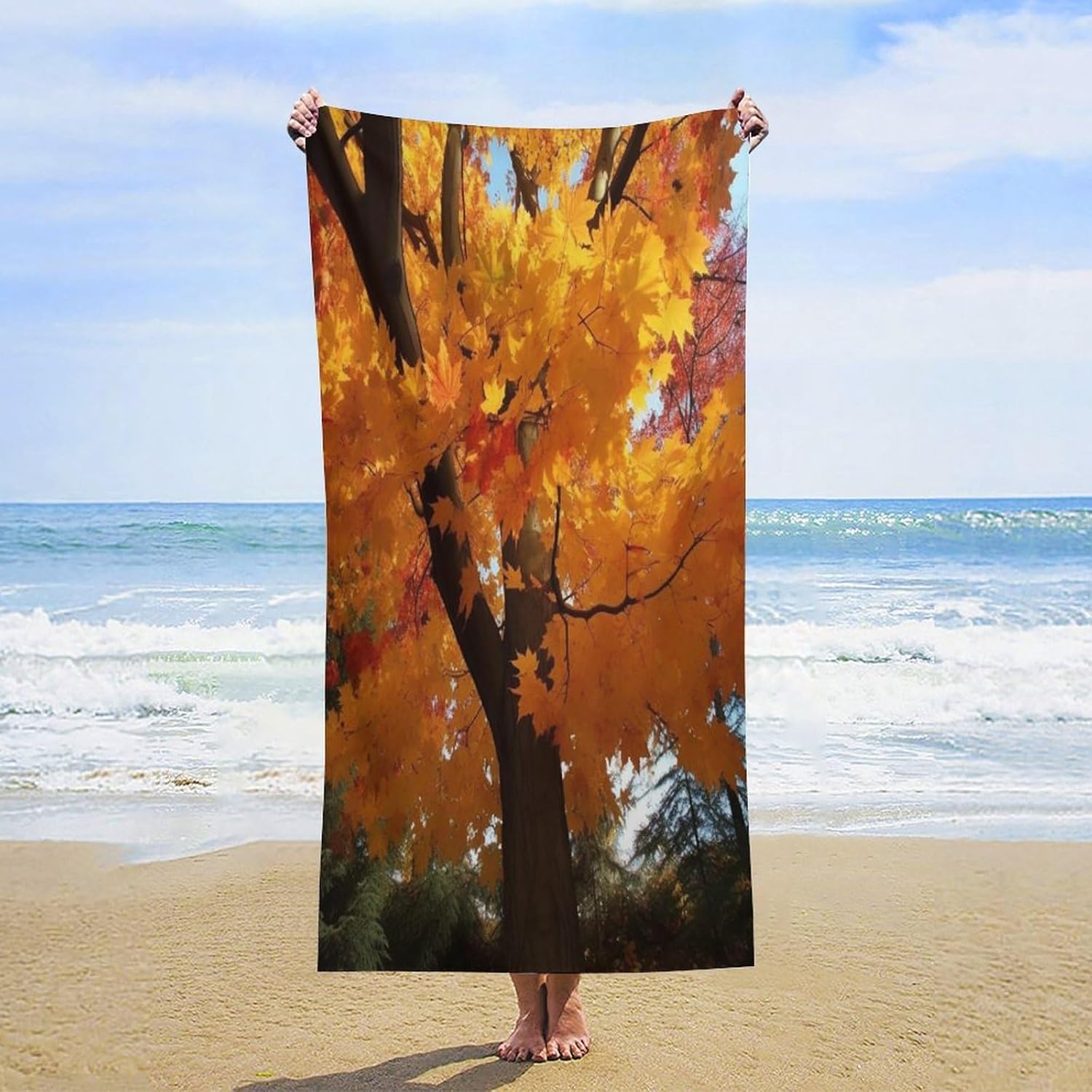 Camping Towel, Autumn Maple Printed Fashion Towel,Portable Towel,Durable Towel