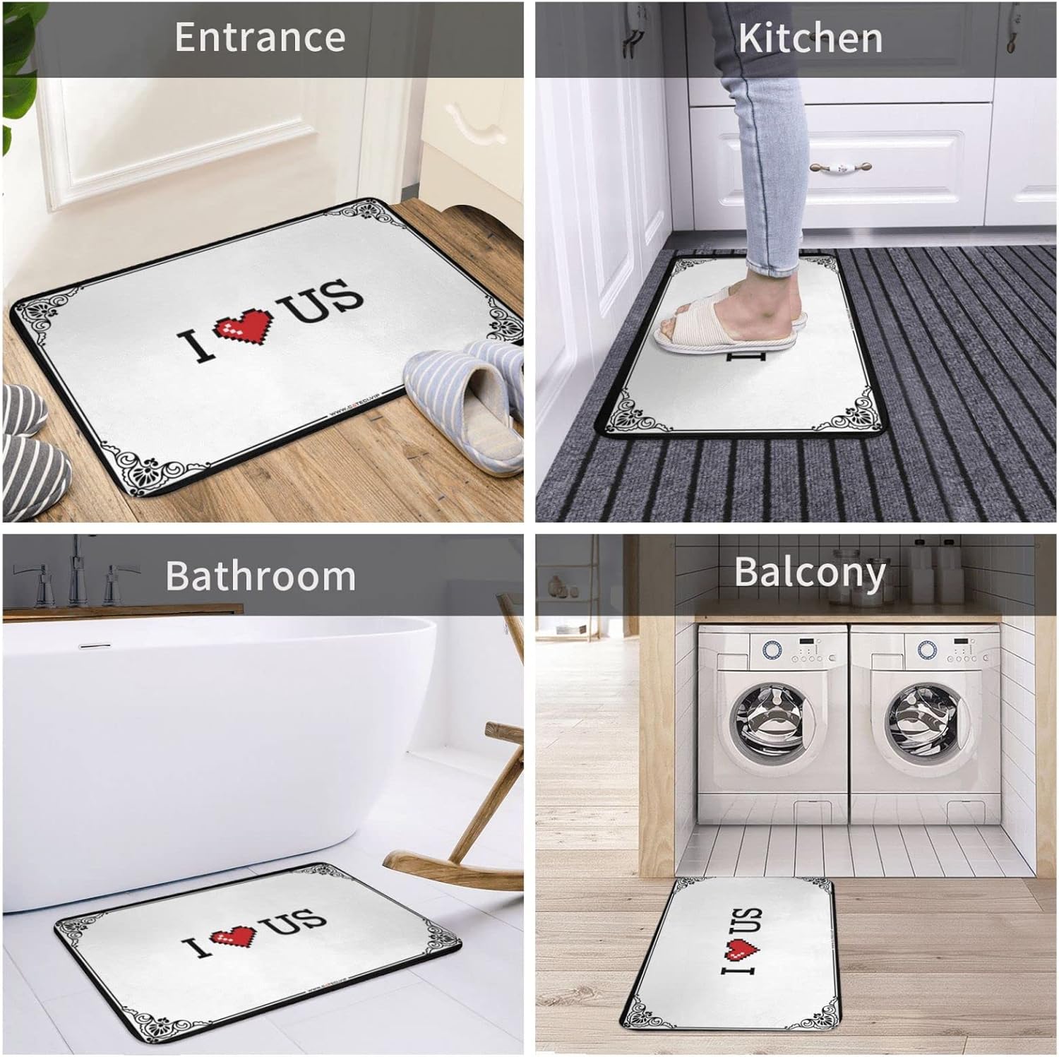 Outdoor Rug Doormat I Love Us Doormat Home Decor Men Kitchen Stuff (Color : Colour, Size : 65X90CM)