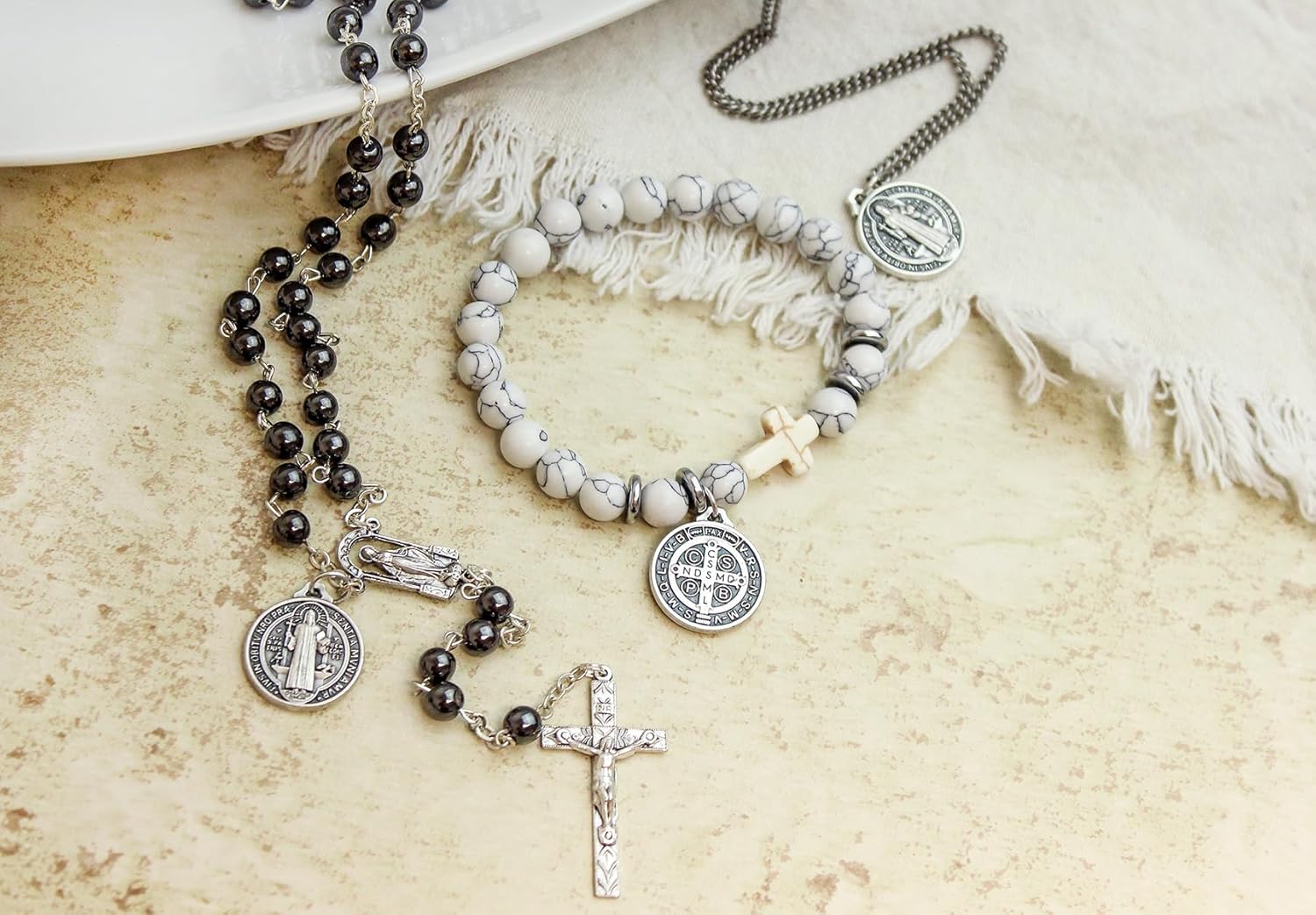 Caritas et Fides Bulk Pack of 10 - St. Benedict Medal Pendant - 3/4 Inch Round Silver Oxidized St. Benedict Medals for Necklace, Medals for Jewelry Catholic, Made in Italy - Image 7