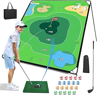 Liberry Golf Chipping Game with Large Chipping Mat, 2 Adjustable Clubs, 20 Sticky Balls, Outdoor Indoor Sports Training Christmas Toy Gift for Adults Kids, Family Yard Target Game