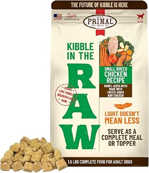 Primal Kibble in The Raw, Freeze-Dried Dog Food, Small Breed, 1.5 lb | Whole Food Nutrition, Scoop & Serve, Made with Raw Protein, Small Kibble for Small Dogs, Crafted in the USA