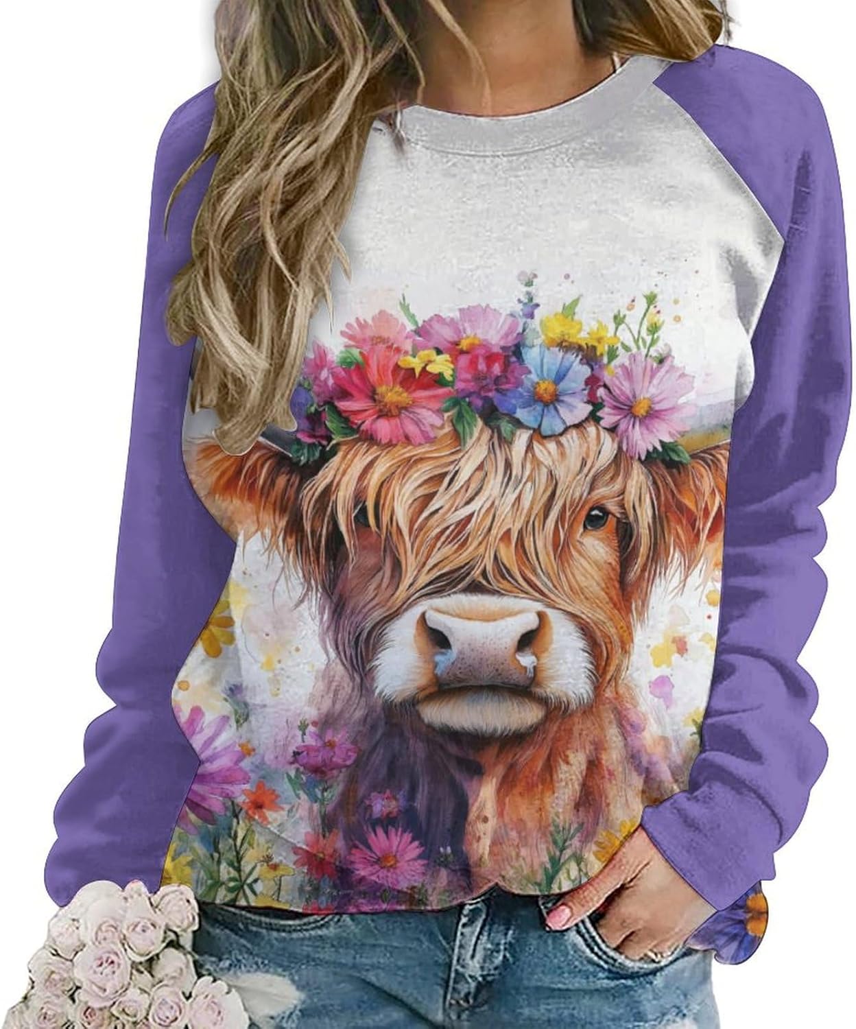Womens Funny Sheep Sweatshirt Long Sleeve Lambs Printed Crewneck Pullover Shirts 2024 Fall Tunic Tops for Grils
