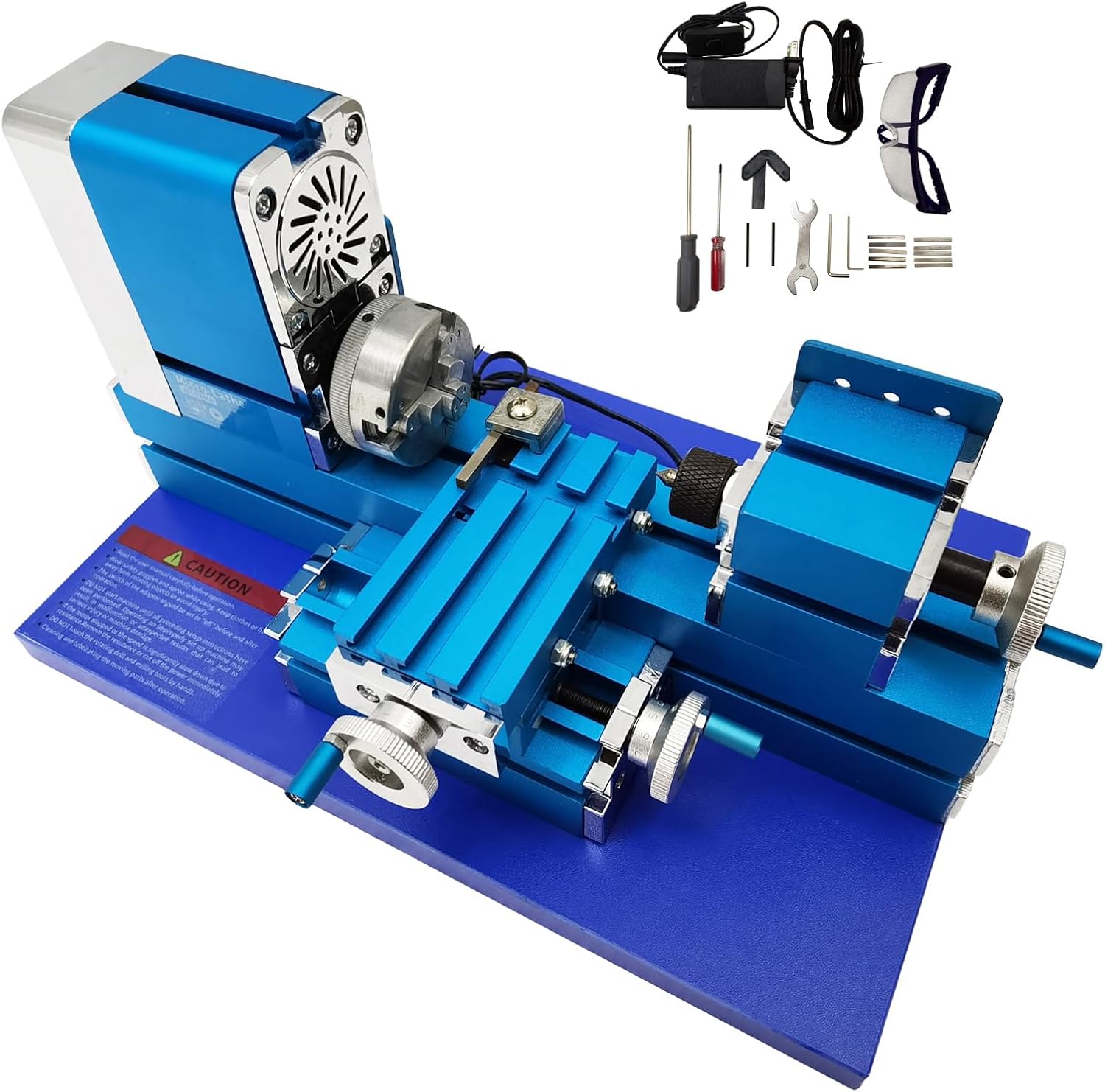 Metal Mini Lathe 3000rpm Spindle Speed, 4.3" Center Distance Teaching Lathe for Hobbyist Woodworking Craft Soft Metals Plexiglass Plastic AC100-240V