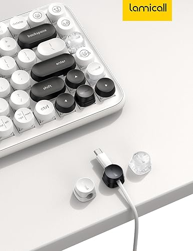 Miniatura 7 de Lamicall - Paquete de 12 clips organizadores de cables, accesorios de escritorio de oficina, clips de gestión de cables de escritorio, artículos
