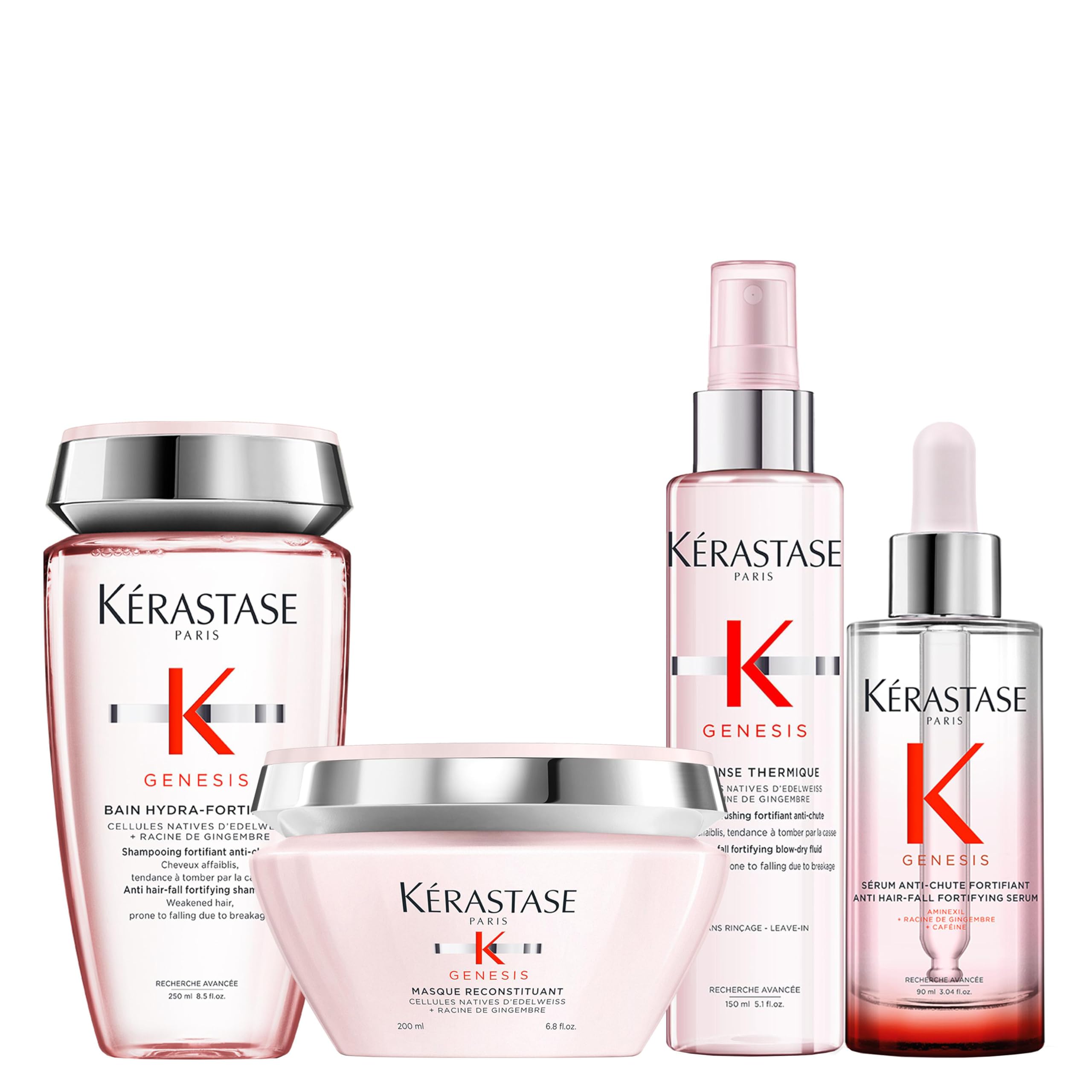 Kérastase, Genesis, Pflegeroutine mit Shampoo, Haarmaske, Haarkur & Hitzeschutzspray, Für feines und brüchiges Haar, Gegen Haarausfall und Haarbruch