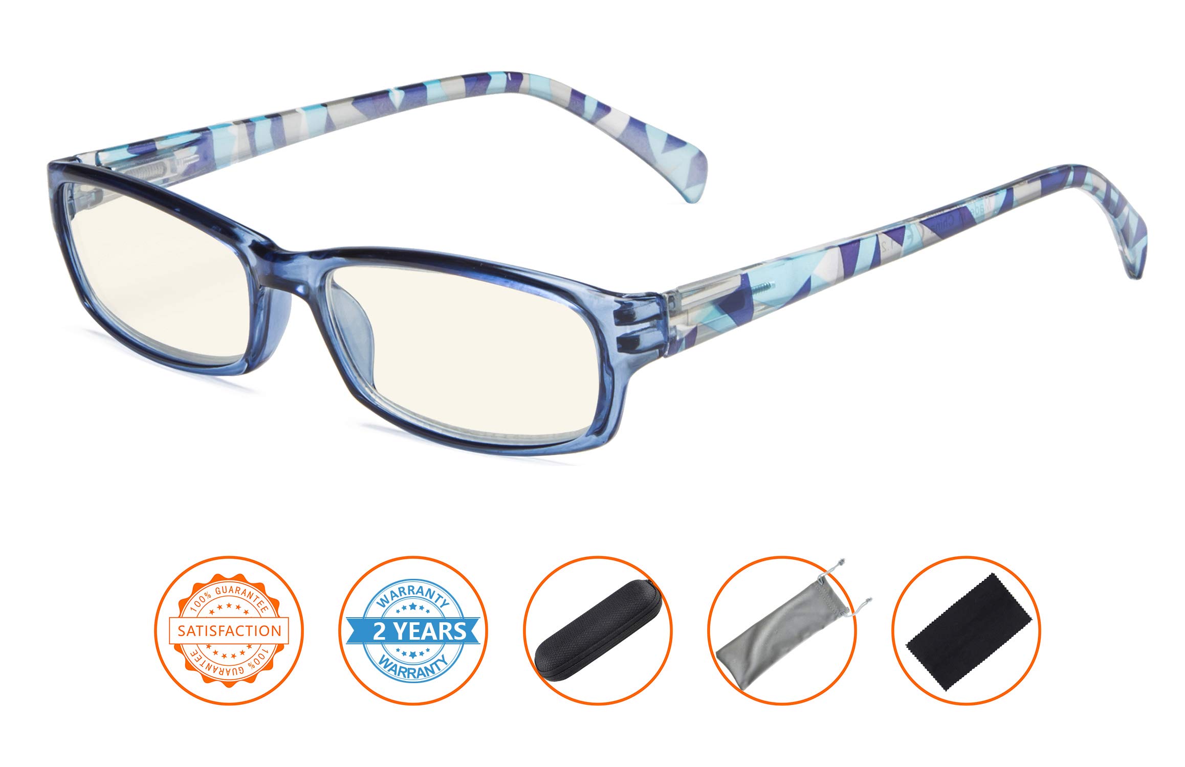 CessBlu Blue Light Filter Computer Reading Glasses for Women(Blue)+2.75