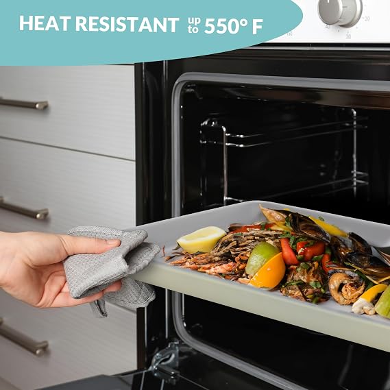 Boxiki Kitchen Non-Stick Quarter Ceramic Baking Sheet - Slick & Non-Toxic Ceramic Coating, PTFE & PFOA Free Cookie Sheet Pan - Perfect for Baking, Roasting, and More. (Quarter Sheet Pan)