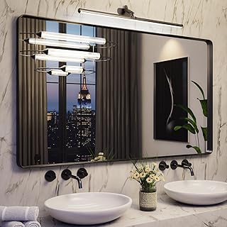 Large Bathroom Mirror for Wall, 60x36 Inch Matte Black Framed Bathroom V...