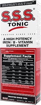 S.S.S. Tonic, Iron and Vitamin B Supplement, High Potency Vitamins, Bottle, 10 Fl Oz - 3 Pack