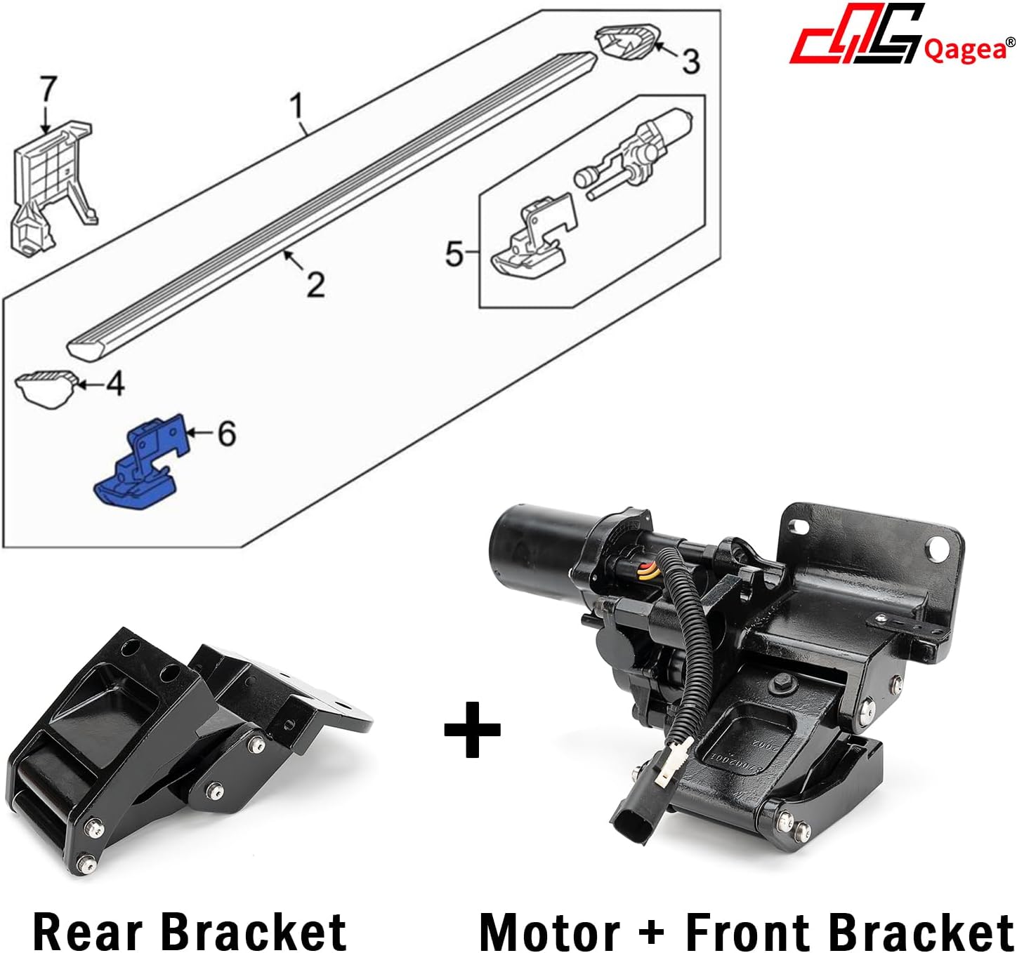 Power Running Board Motor Assembly with Front & Rear Bracket -Right Passenger Side- Fit for 2015-2017 Ford Expedition & Lincoln Navigator, Fit 119.0 Inch Wheelbase, Replace FL7Z-16A506-A & 7L7Z16A506D