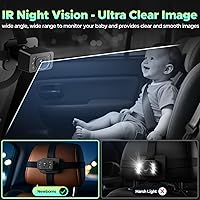Vista 5 de LAMTTO Baby Car Monitor with 7" Split Screen, Wireless CarPlay & Android Auto, HD Rear Camera for Baby with Night Vision, Car Display for