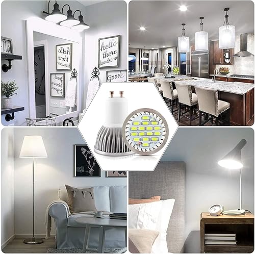 Miniatura 6 de Bombillas LED MR16 (paquete de 6) bombillas de base MR16 GU10 de 6 W no regulables MR16 equivalente a 50 W, cubierta de vidrio completo MR16, 6000