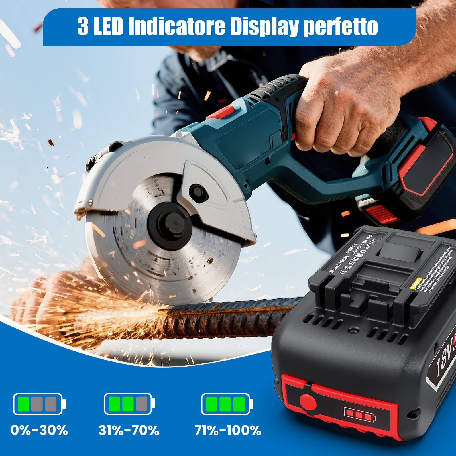 Batteria di ricambio per Bosch 18V: 5,0Ah agli ioni di litio per Bosch 18V BAT618 BAT618G BAT609 BAT609G BAT619 BAT619G BAT610G BAT610 BAT612 BAT622 (2 pezzi)