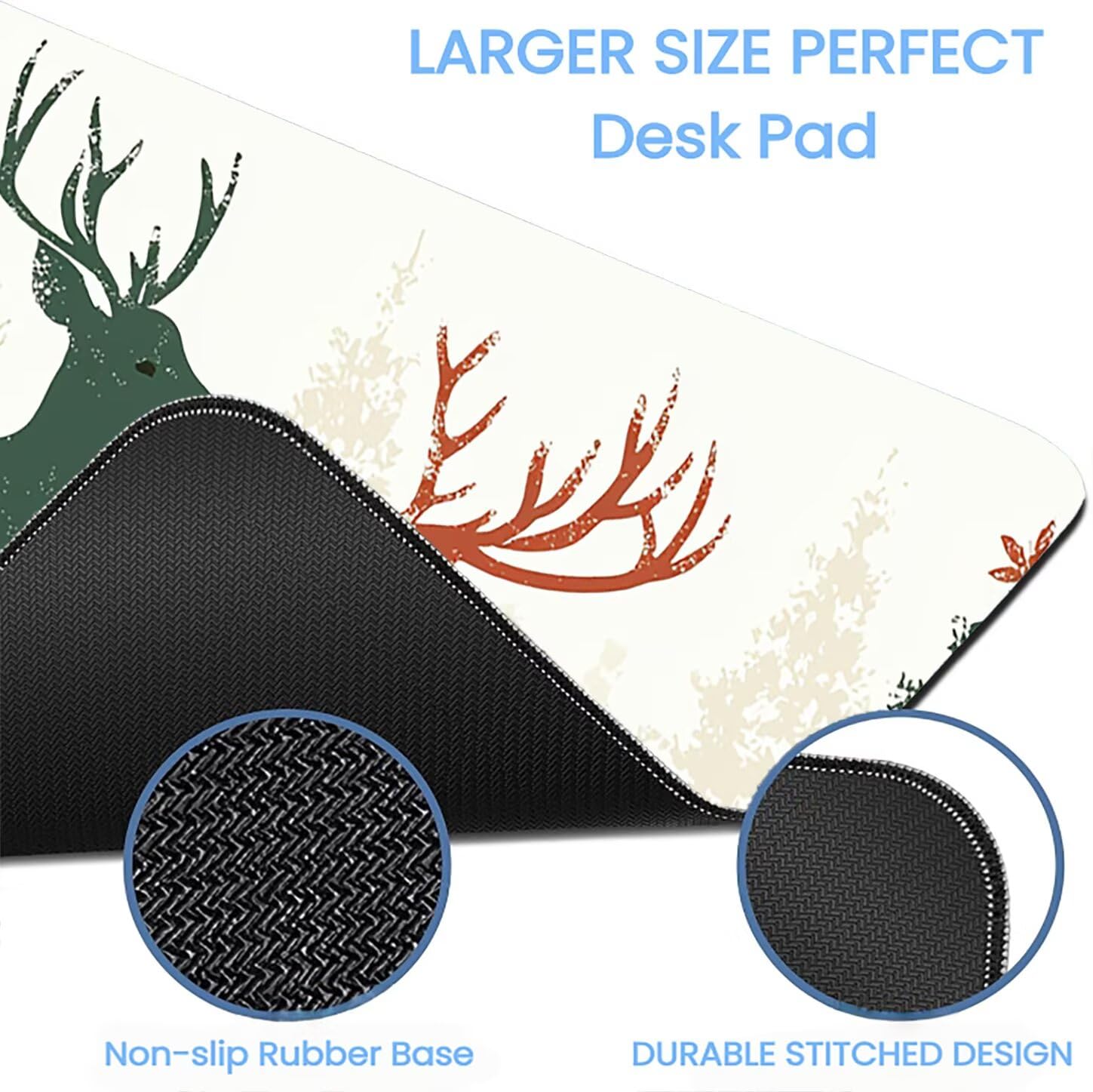 Lpfieonn Weihnachten Großes Schreibtischunterlage, XXL Schreibtischunterlagen, Weiß XXL Wasserdicht Gaming Mousepad mit Vernähter Rand und Rutschfeste Gummibasis, für Hause/Büro 120x60cm PF-3023