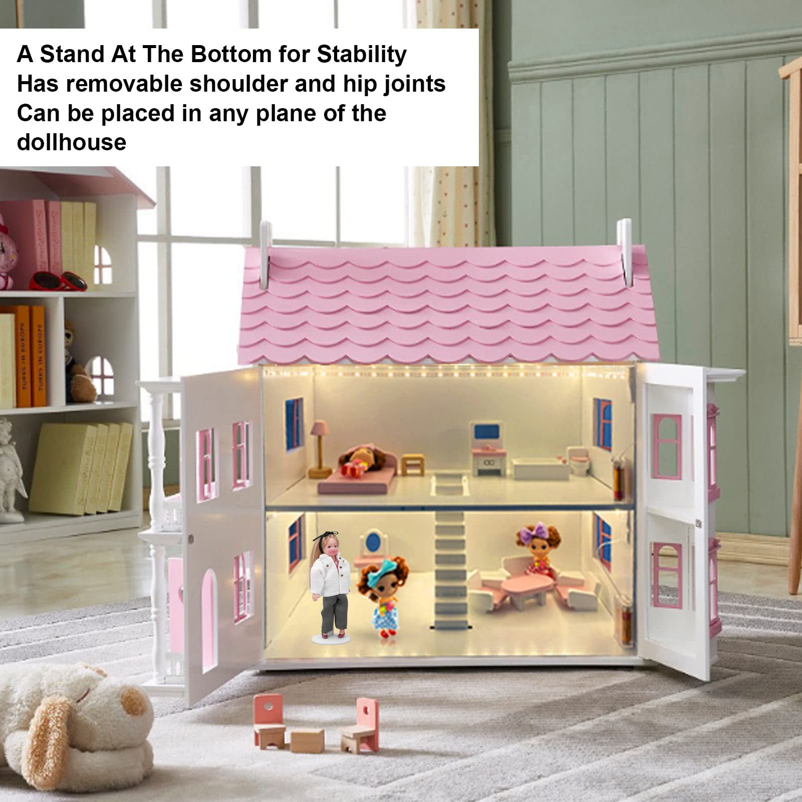 Poupée En Porcelaine à Collectionner 1:12 Pour Maison De Poupée - Miniature Homme Chef Articulé Avec Support - Accessoire Déco Céramique