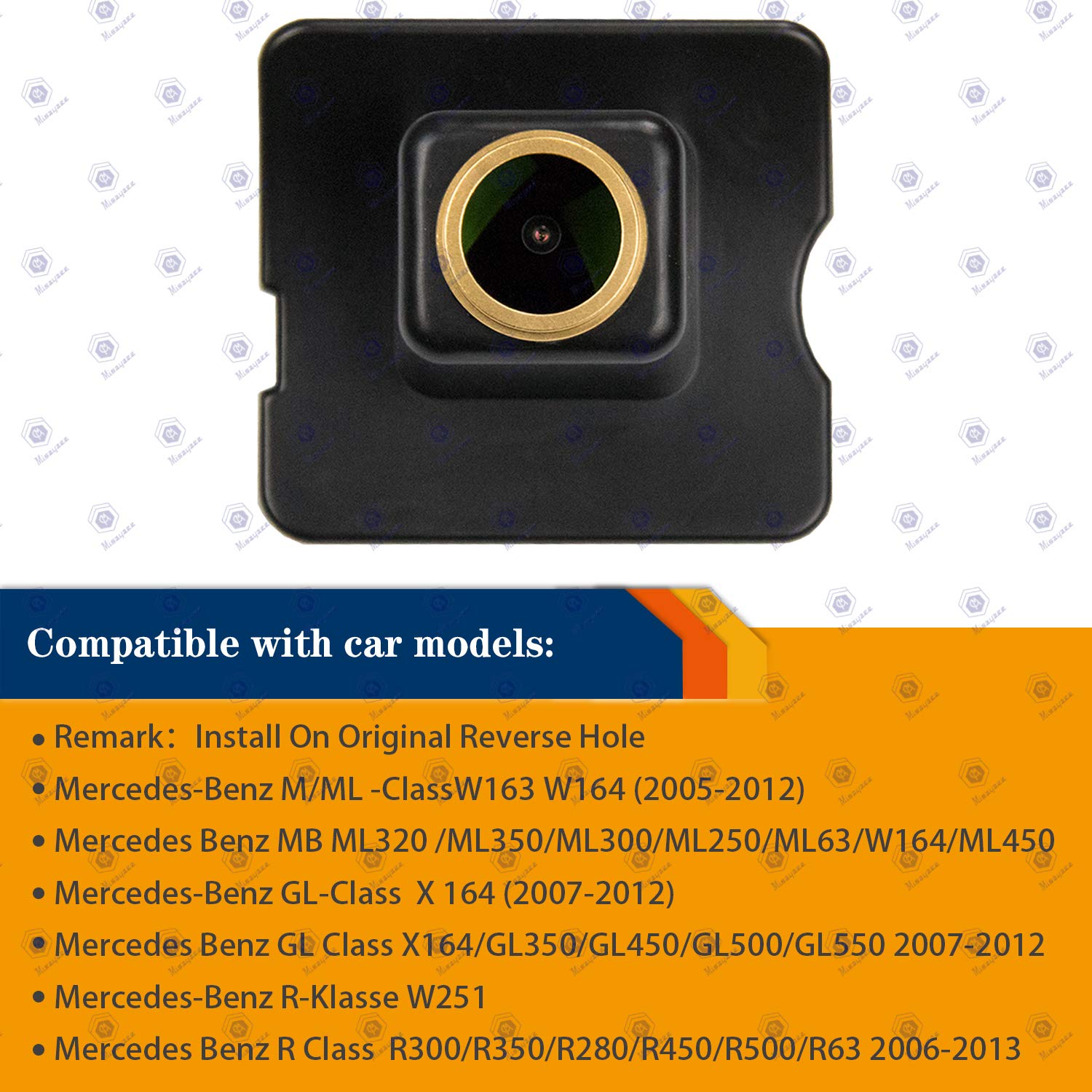 HD 1280x720p Dorado Cámara CCD Cámara de Marcha Atrás Impermeable Cámara de Aparcamiento Cámaras de visión Trasera para Mercedes Benz M ML R GL -Class MB W164 W251 X164