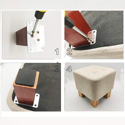 Miniatura 8 de Piernas bajas de roble macizo, muebles de gabinete de baño, patas de mesa de café, patas de TV, patas elevadas, 3 colores, con placa de montaje,