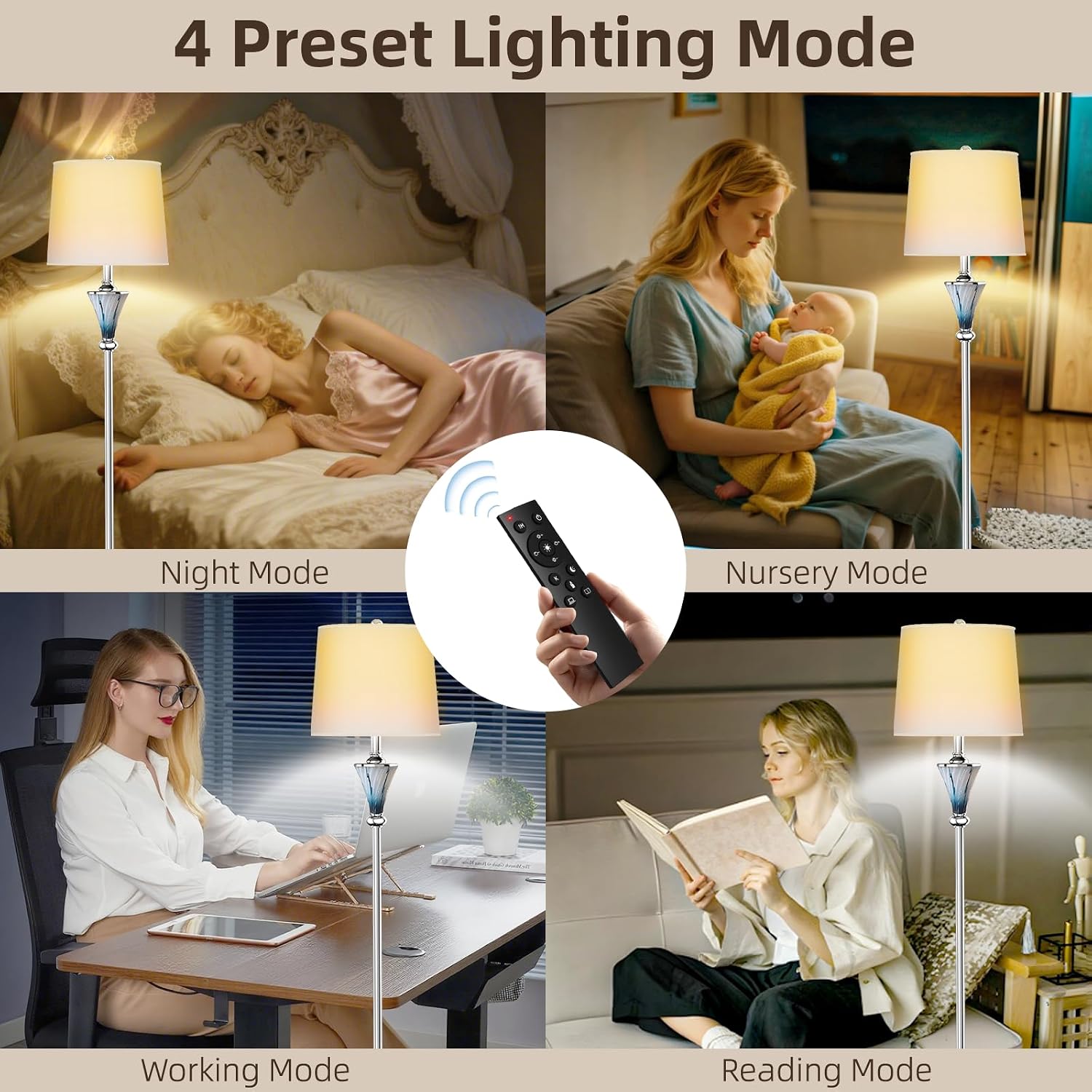 Blue Glass Floor Lamp, Smart Floor Lamps for Living Room, Modern Standing Lamps with Remote Control, Stepless Dimmable Colors Temperature & Brightness, Tall Floor Lamp For Bedroom Office, Home Decor