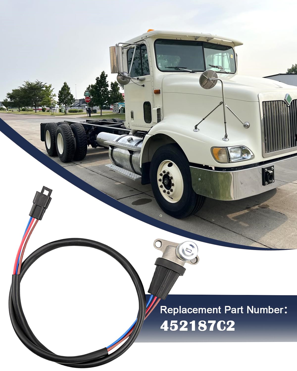 Headlight Dimmer Switch 452187C2 Floor Mounted Headlight Dimmer Switch Fits for Navistar International 1996-1999 5000 9100 9200 9300 9400 9900 Series with Pigtail