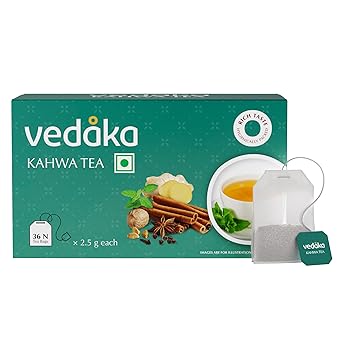 Vedaka Detox Khawa Tea |36 Teabags | | Contains Salt, Ginger, Tulsi, Cinnamon, Black Pepper, Cloves, Nutmeg, Asafoetida & Cardamom Seed| 2.5 G Each, 90 G - image, photos