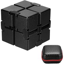 Metal Fidget Magic Cube Toys Mini Stress Release Finger Flip Cube Toy, Aluminum Stress Relieving & Handheld Fidget Magic Game Perfect for Adults Black