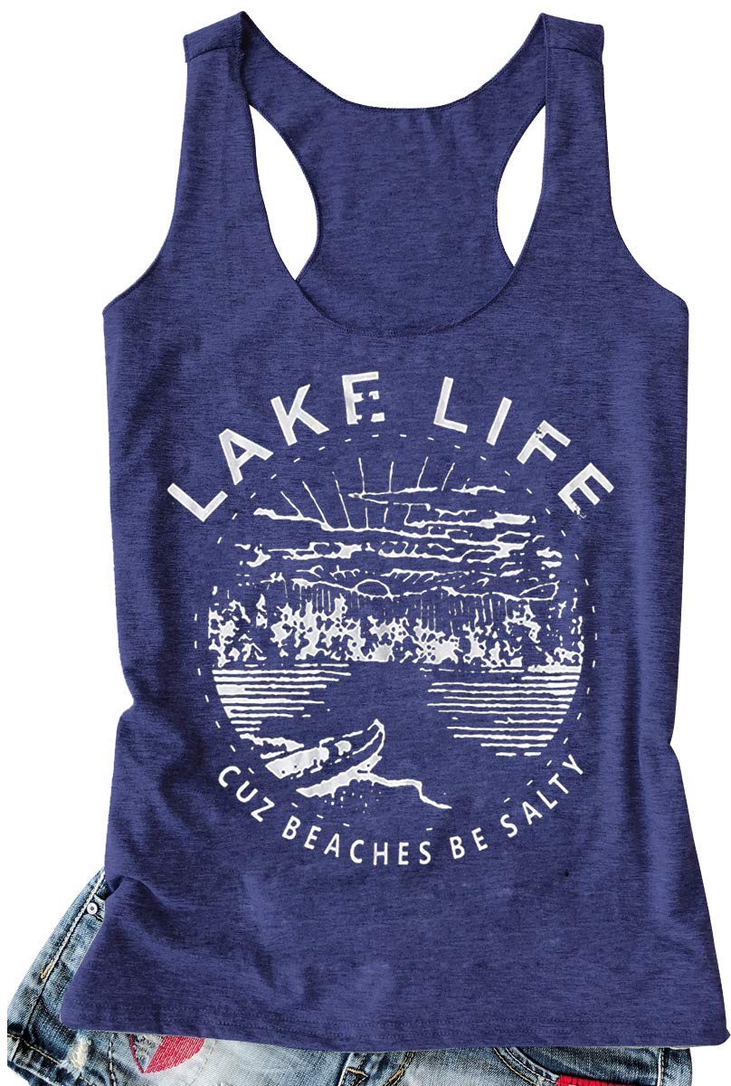 Lake Life Summer Racerback Tank Tops for Women Funny Lake Vacation Shirt Camis Teen Girls Graphic Workout Tanks Shirt
