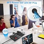Power Bar-15 Widely Spaced Outlets and 4 USB Ports(1 USB C Port),14 AWG Extension Cord,1875W/15A Heavy Duty Power Strip Surge Protector 5 ft Cord,2800J,Black