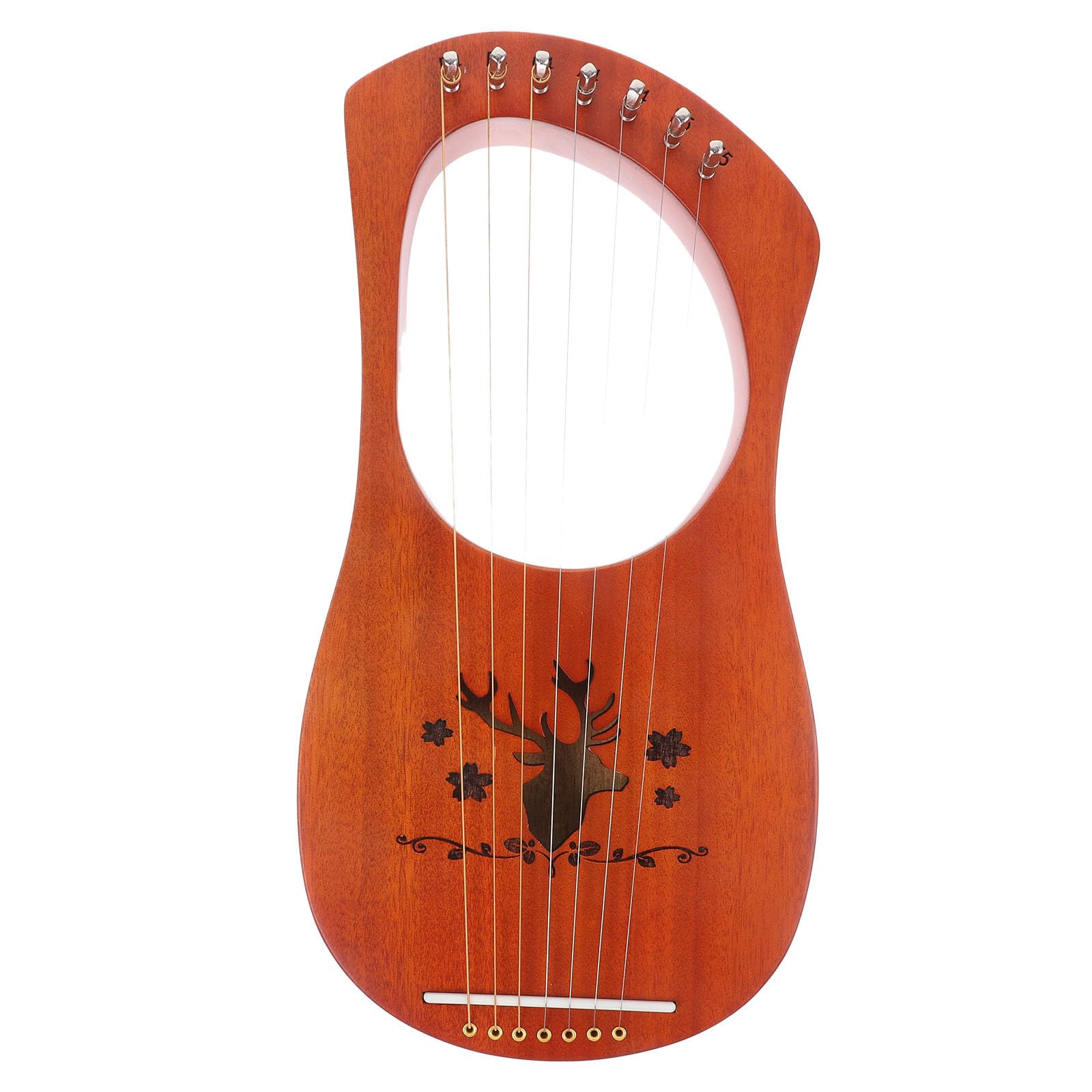 Toyvian Lyre-harpe Portable 7 Cordes en Bois et Métal pour Débutants, Harpe Celtique Compacte Tige D'accordage, Instrument à Cordes Métalliques Adapté aux Adultes et Garçon et Filles, Kit