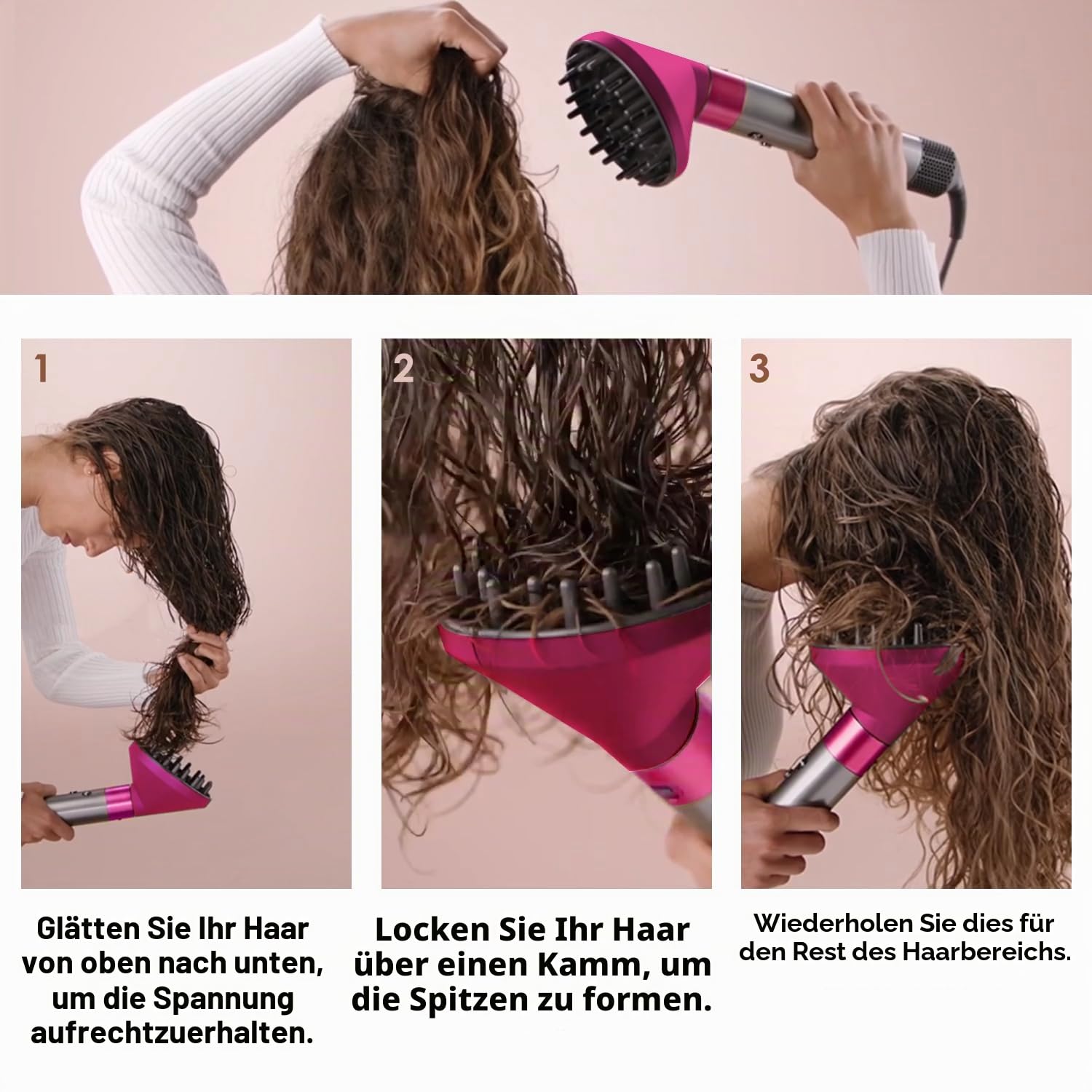 Upgraded Diffusor für Dyson Airwrap, Düse für alle Modelle von Dyson Lockenstab, Anschluss für Diffusordüse, Grau.