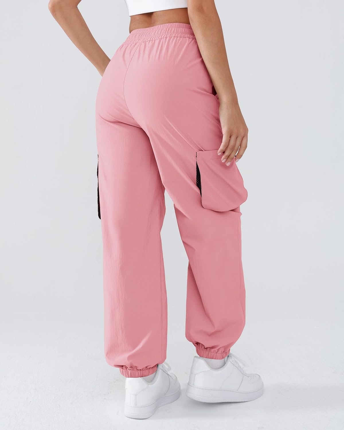 Women's Parachute Cargo Pants Quick Dry Lightweight Hiking Pants with 4 Pockets Water Resistant Travel Casual - Image 4