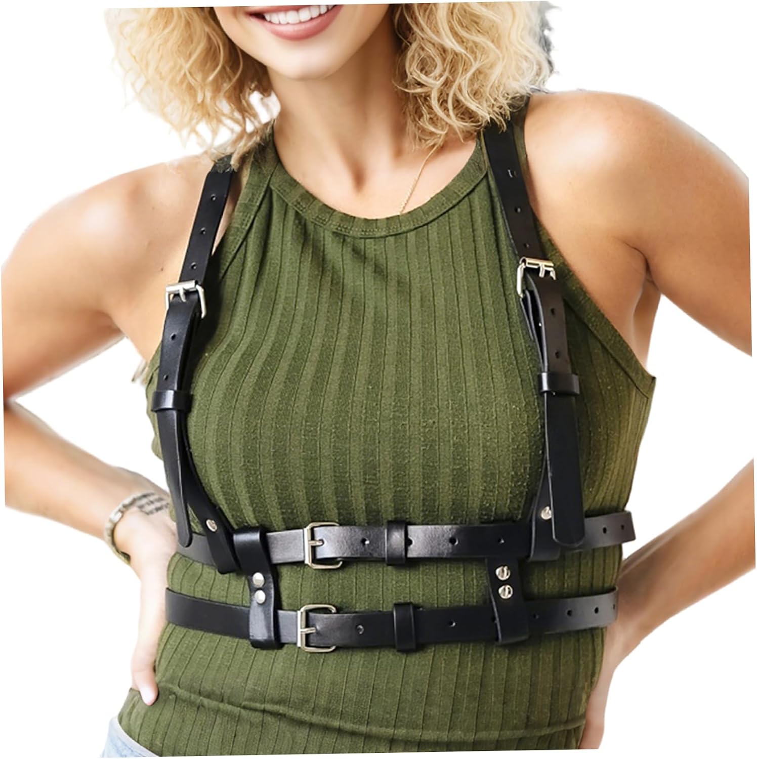 Harness for Women Fashion, PU Leather Harness Women Goth, Fashion Body Chain Belt Halloween Accessories...