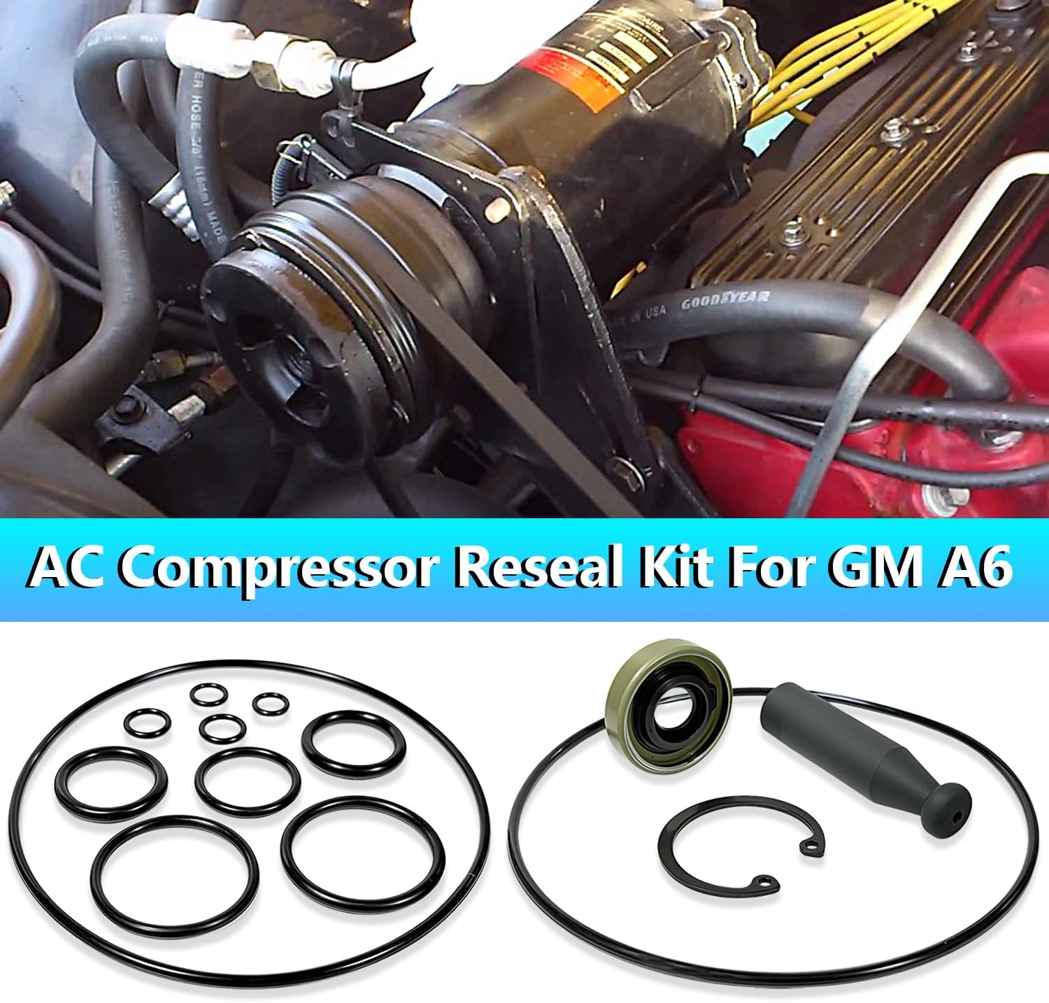 AC Compressor Reseal Kit For GM A6, Rebuild Kit included O-Ring, Shift Seal; installer Tool