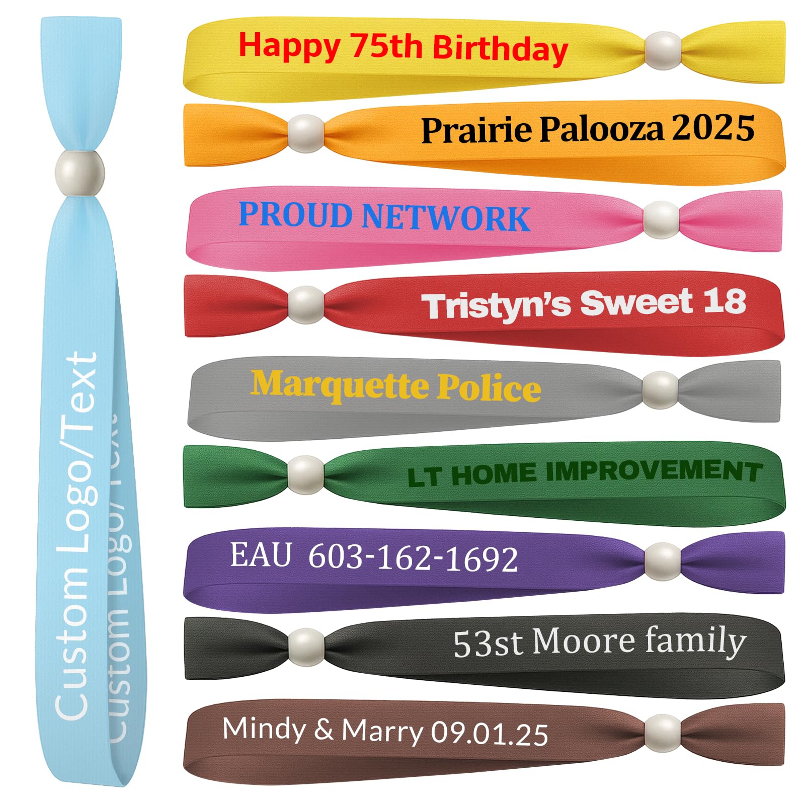 BEXOA Custom Cloth Wristbands with Text and Logo Bulk for Events