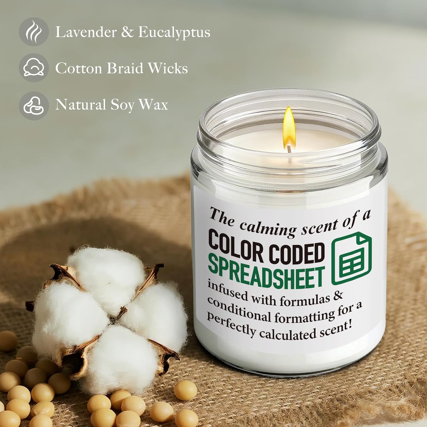 Funny Gifts for Accountant Women Men Candle, The Calming Scent of A Color Coded Spreadsheet, Humor Excel spreadsheet Candles Gift for Colleague CPA Boss Data Analyst Marketing Specialist-17 - Image 3