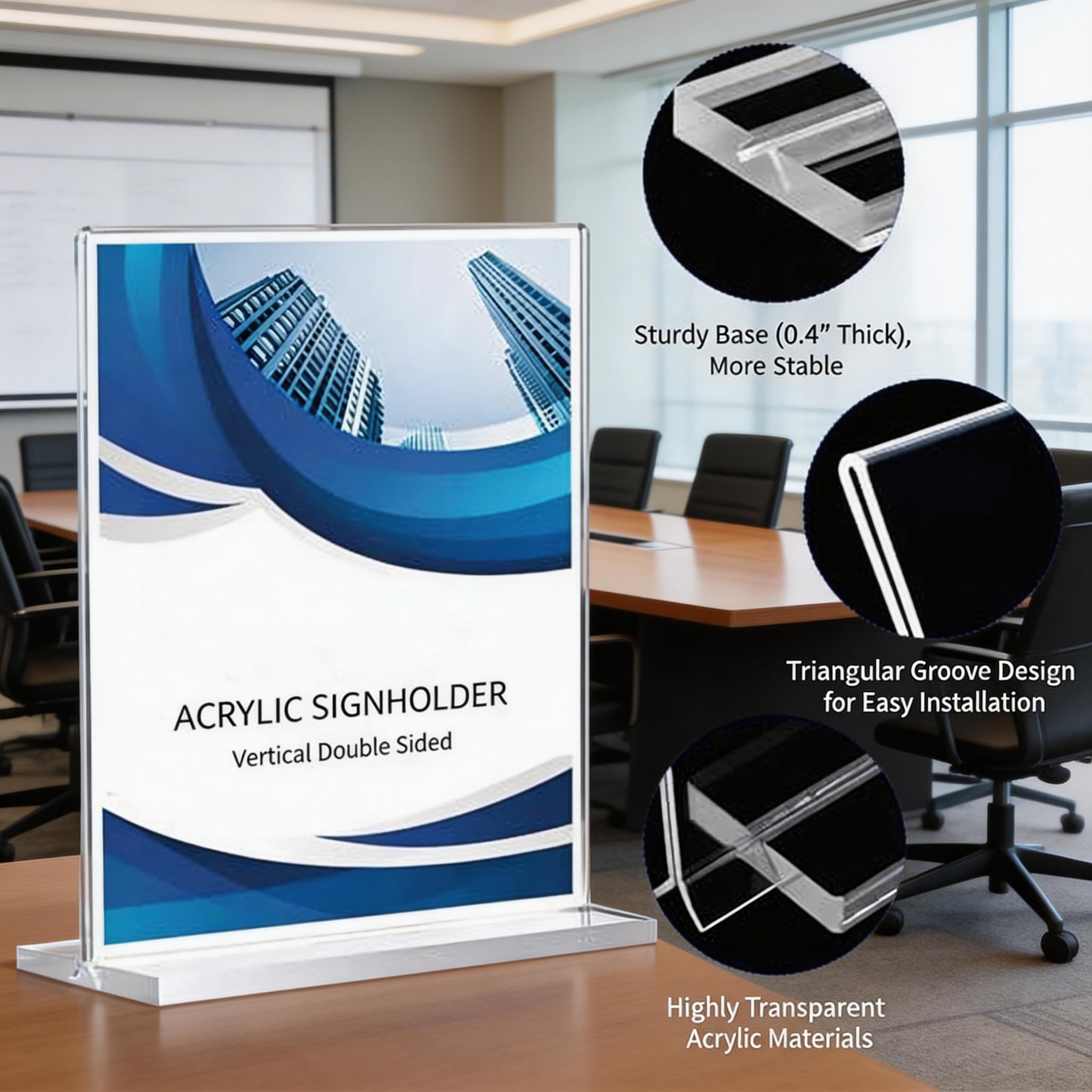 Dxcaicc Porta Carteles De Acrílico 8.5 X 11, Soporte De Mesa Transparente De Doble Cara, Exhibidor De Menú De Plástico En Forma De T,Horizontal,12 Packs