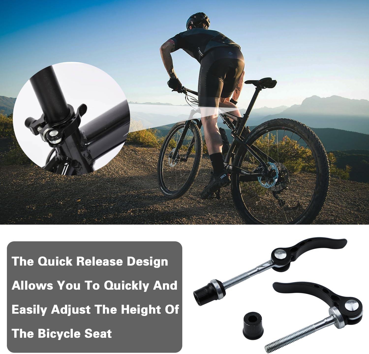 4 Pack M6x65 Bike Seat Post Clamp, Quick Release Saddle Seat Clamp Parts for Mountain Bike Folding Bicycle-Black