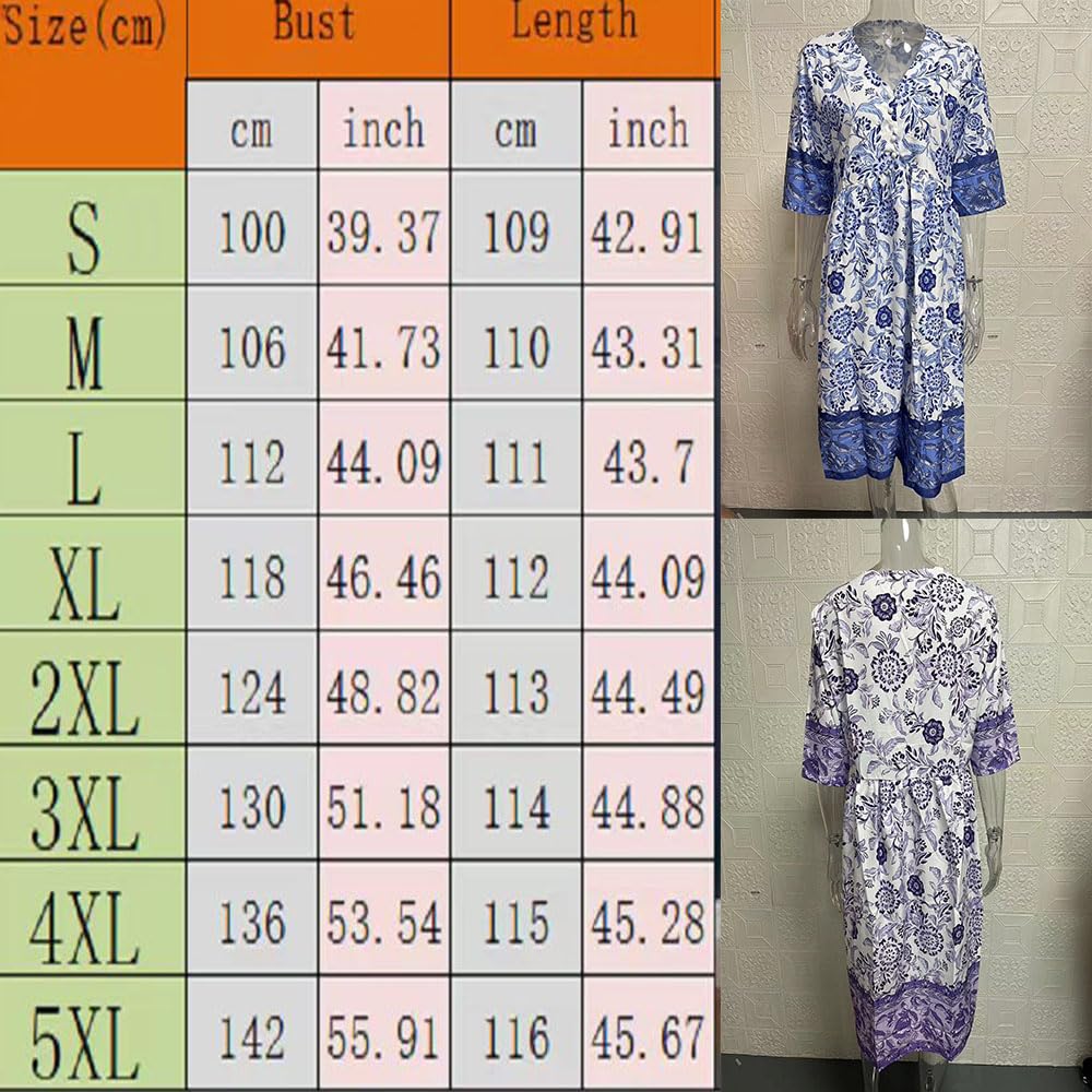 Hermosor Dresses Vestido Bohemio con Cuello en V para Mujer de Verano, Vestido Bohemio de Verano con Cuello en V, Vestido Goodies-Us