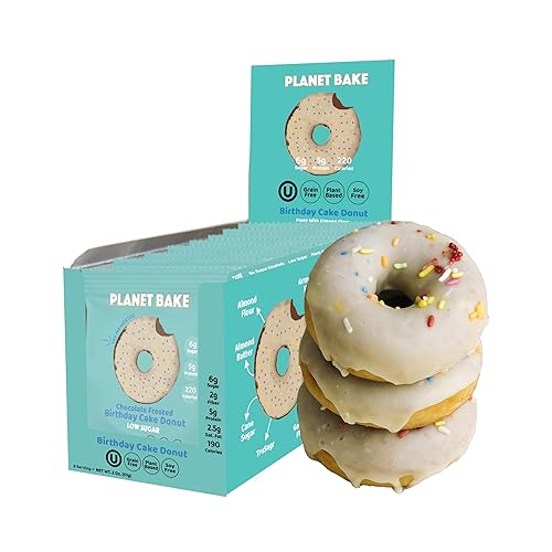 Miniatura 8 de PLANET BAKE Donas veganas, sin gluten, sin azúcar, sin soja, donas húmedas y deliciosas envueltas individualmente para aperitivos saludables sobre