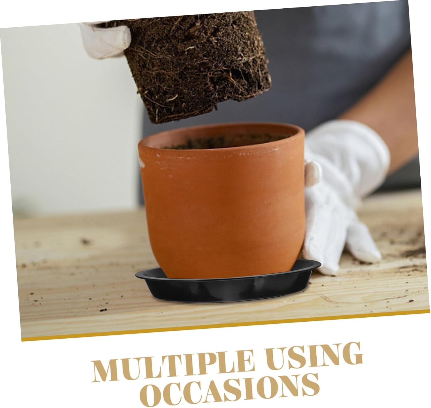 POPETPOP 75pcs Round Plant Drainage Trays Heavy Duty Plastic Pot Saucers for Indoor and Outdoor Use for Collecting Excess Water and Black